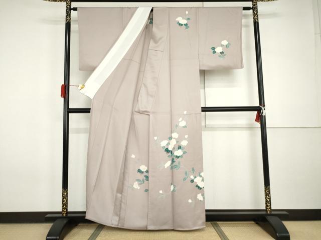 平和屋着物▽訪問着　単衣　枝花文　正絹　逸品　AABI7241cs