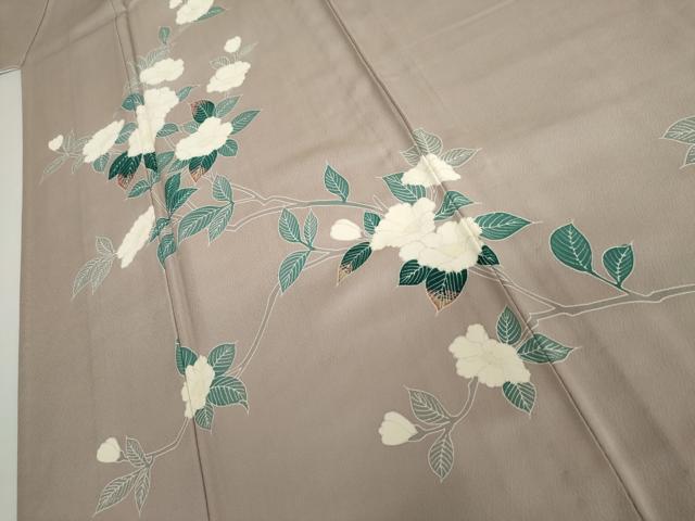 平和屋着物▽訪問着　単衣　枝花文　正絹　逸品　AABI7241cs