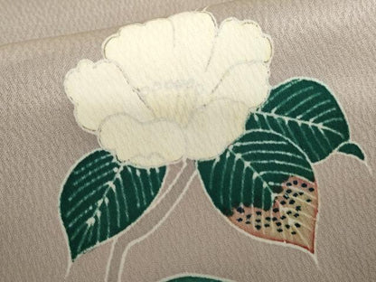 平和屋着物▽訪問着　単衣　枝花文　正絹　逸品　AABI7241cs