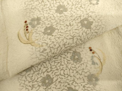 平和屋着物▽訪問着　単衣　刺繍　舞花間道　暈し染め　金糸　銀彩　正絹　逸品　AABI7242cs