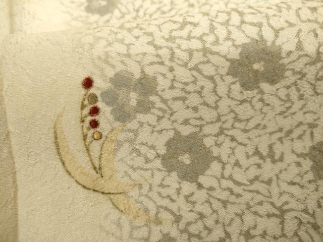 平和屋着物▽訪問着　単衣　刺繍　舞花間道　暈し染め　金糸　銀彩　正絹　逸品　AABI7242cs