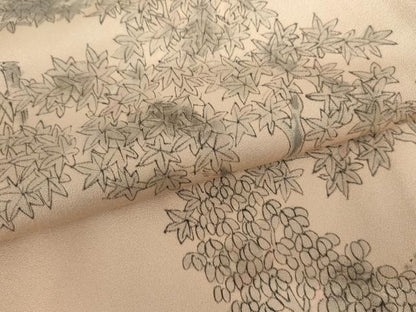 平和屋着物▽訪問着　単衣　手描き　風景草花文　暈し染め　正絹　逸品　未使用　AABI7243cs