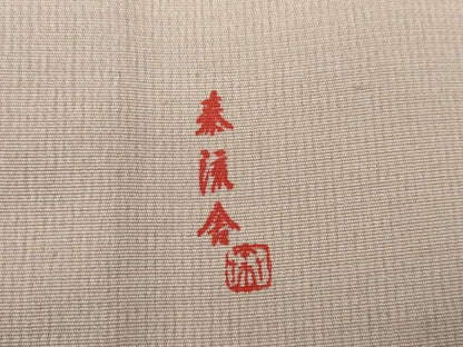 平和屋着物▽京都・西陣　織元ブランド　泰流舎　お召　単衣　色無地　薄柿色　正絹　逸品　AABI7245cs