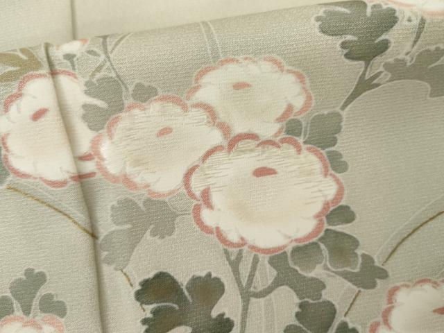 平和屋着物▽訪問着　単衣　友禅　刺繍　草花文　正絹　逸品　AABI7247cs