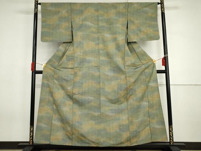 平和屋着物▽上質な紬　単衣　霞紋　正絹　逸品　AABI7249cs