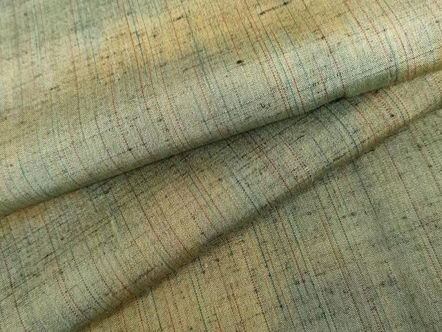 平和屋着物▽上質な紬　単衣　霞紋　正絹　逸品　AABI7249cs