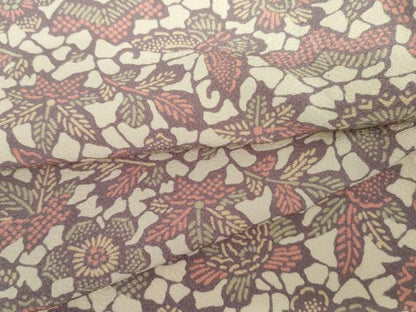 平和屋着物▽上質な小紋　単衣　型染め　花蝶文　正絹　逸品　AABI7257cs