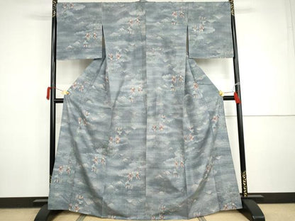 平和屋着物▽上質な紬　単衣　童子遊び　正絹　逸品　AABI7258cs