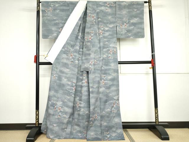 平和屋着物▽上質な紬　単衣　童子遊び　正絹　逸品　AABI7258cs
