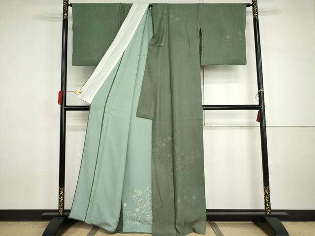 平和屋着物▽訪問着　無双　紗×絽　枝花文　暈し染め　正絹　逸品　AABI7260cs