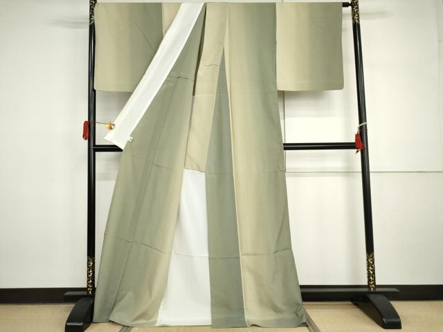 平和屋着物▽本塩沢　単衣　霞間道　正絹　逸品　AABI7261cs