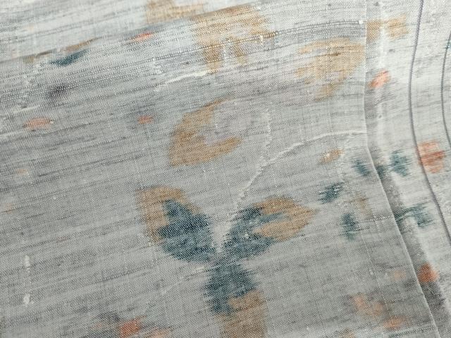 平和屋着物▽上質な紬 　単衣　更紗花文　正絹　逸品　未使用　AABI7266cs