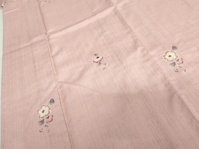 平和屋着物▽上質な紬　単衣　絞り　草花文　正絹　逸品　AABI7268cs