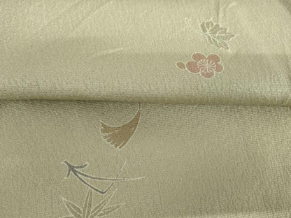 平和屋着物▽友禅作家の巨匠　浅井青仁　小紋　単衣　松竹梅吹寄せ花文　正絹　逸品　AABI7269cs