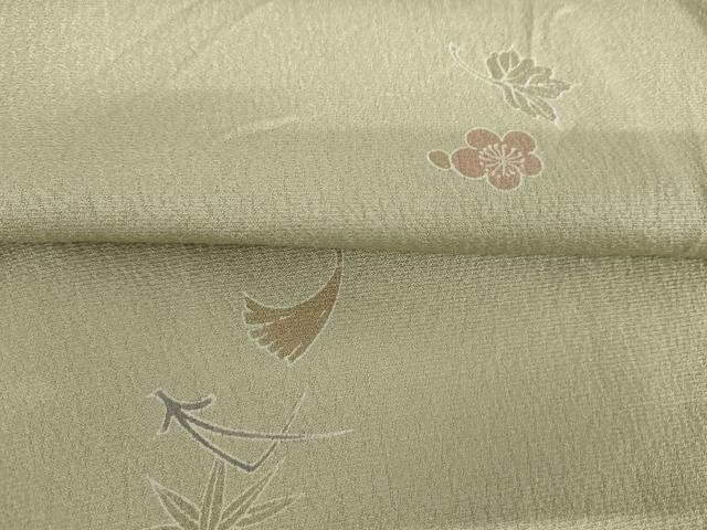 平和屋着物▽友禅作家の巨匠　浅井青仁　小紋　単衣　松竹梅吹寄せ花文　正絹　逸品　AABI7269cs