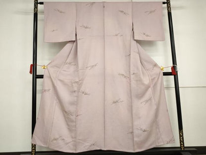 平和屋着物▽上質な小紋　単衣　笹竹文　暈し染め　金彩　正絹　逸品　AABI7271cs