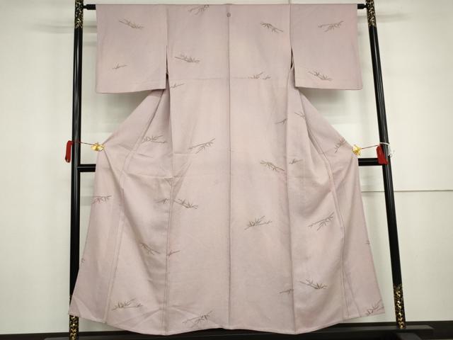 平和屋着物▽上質な小紋　単衣　笹竹文　暈し染め　金彩　正絹　逸品　AABI7271cs