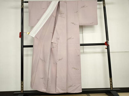 平和屋着物▽上質な小紋　単衣　笹竹文　暈し染め　金彩　正絹　逸品　AABI7271cs