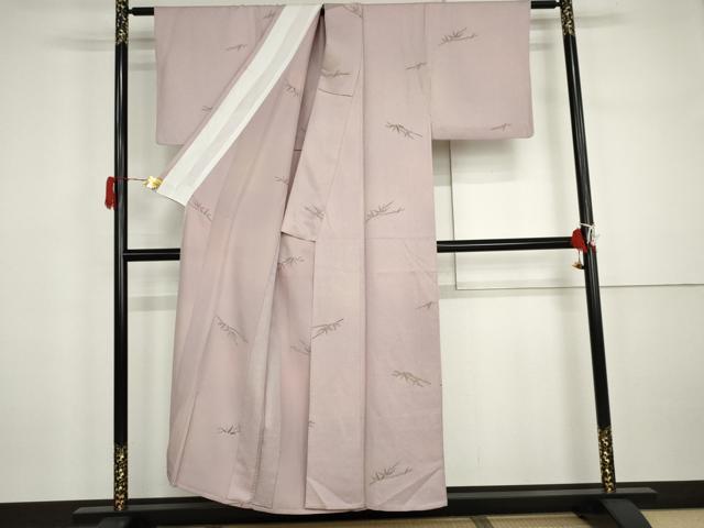 平和屋着物▽上質な小紋　単衣　笹竹文　暈し染め　金彩　正絹　逸品　AABI7271cs