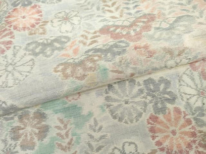 平和屋着物▽上質な紬　単衣　松竹梅文　正絹　逸品　AABI7275cs