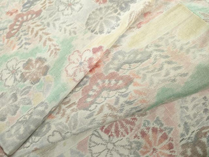 平和屋着物▽上質な紬　単衣　松竹梅文　正絹　逸品　AABI7275cs