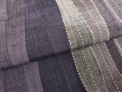 平和屋着物▽上質な紬　単衣　刺繍　刺し子　立涌文　正絹　逸品　未使用　AABI7277cs