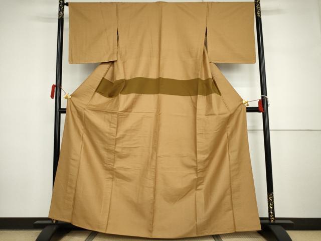 平和屋着物▽お召　単衣　100亀甲　総詰め　正絹　逸品　AABI7278cs