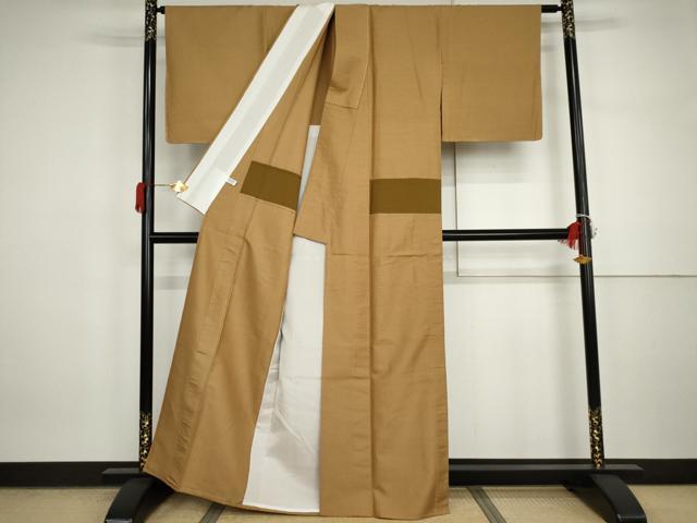 平和屋着物▽お召　単衣　100亀甲　総詰め　正絹　逸品　AABI7278cs