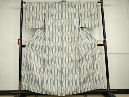 平和屋着物▽上質な紬　単衣　立涌文　正絹　逸品　AABI7279cs