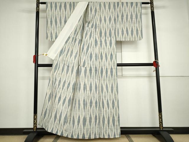 平和屋着物▽上質な紬　単衣　立涌文　正絹　逸品　AABI7279cs