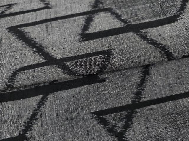 平和屋着物▽上質な紬　単衣　幾何学文様　正絹　逸品　AABI7280cs