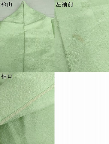 平和屋着物▽上質な色無地　単衣　破れ色紙地紋　裏葉柳色　そごう扱い　正絹　逸品　AABI7283cs