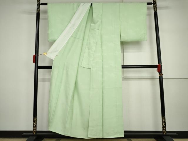 平和屋着物▽上質な色無地　単衣　破れ色紙地紋　裏葉柳色　そごう扱い　正絹　逸品　AABI7283cs