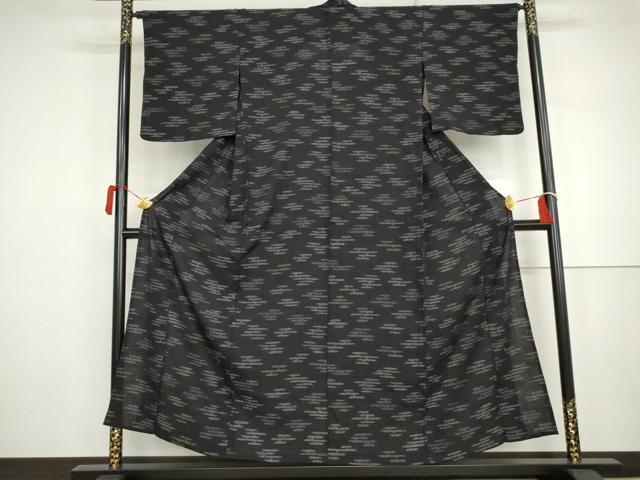 平和屋着物▽結城ちぢみ　単衣　エ霞文　正絹　逸品　AABI7286cs