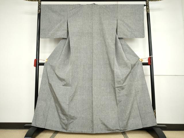 平和屋着物▽上質な紬 　単衣　霞文 　正絹　逸品　未使用　AABI7289cs