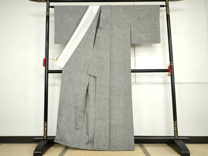 平和屋着物▽上質な紬 　単衣　霞文 　正絹　逸品　未使用　AABI7289cs