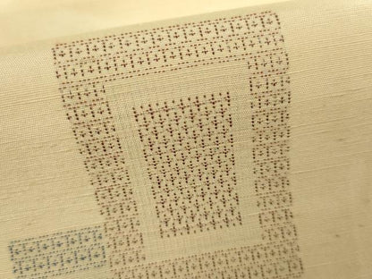 平和屋着物▽上質な紬　単衣　色紙重ね文　正絹　逸品　AABI7290cs