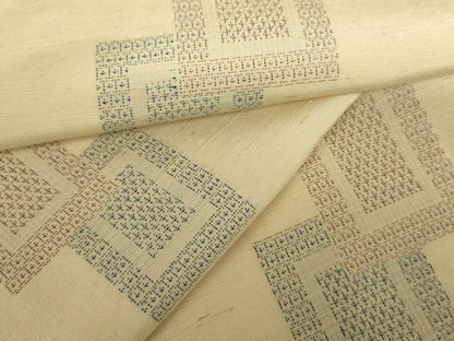 平和屋着物▽上質な紬　単衣　色紙重ね文　正絹　逸品　AABI7290cs