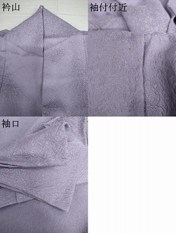 平和屋着物▽上質な色無地　単衣　舞桜地紋　無地紫色　正絹　逸品　AABI7293cs