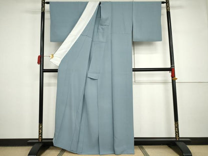平和屋着物▽上質な色無地　単衣　浅縹色　正絹　逸品　AABI7294cs