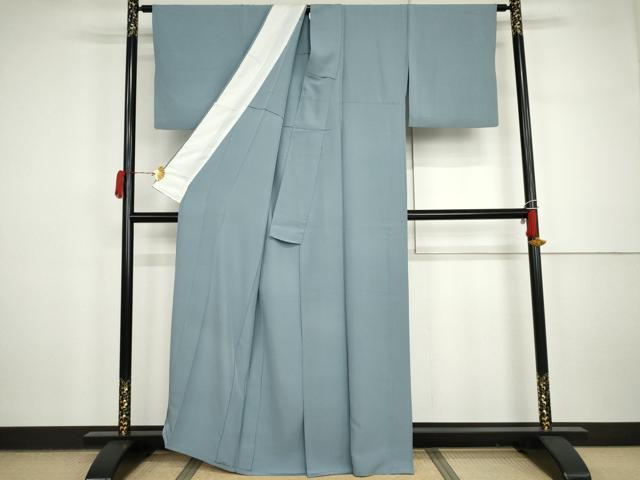 平和屋着物▽上質な色無地　単衣　浅縹色　正絹　逸品　AABI7294cs