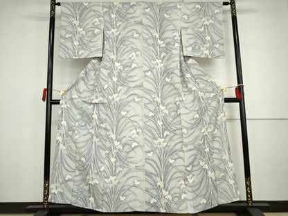 平和屋着物▽上質な小紋　単衣　舞蝶文　暈し染め　正絹　逸品　未使用　AABI7296cs