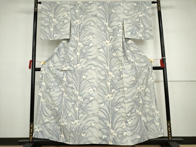 平和屋着物▽上質な小紋　単衣　舞蝶文　暈し染め　正絹　逸品　未使用　AABI7296cs