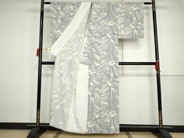 平和屋着物▽上質な小紋　単衣　舞蝶文　暈し染め　正絹　逸品　未使用　AABI7296cs
