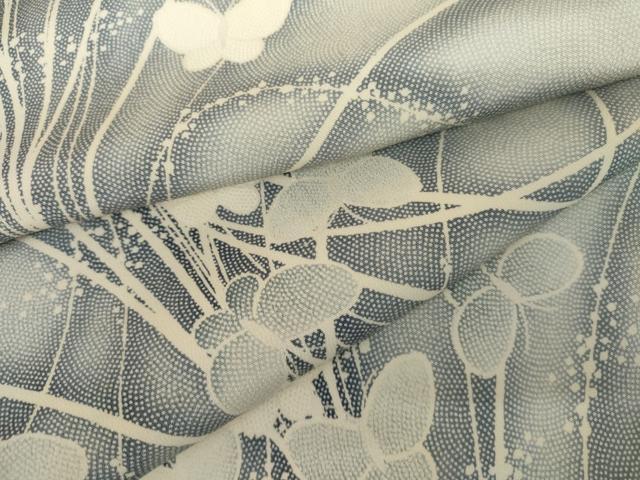 平和屋着物▽上質な小紋　単衣　舞蝶文　暈し染め　正絹　逸品　未使用　AABI7296cs
