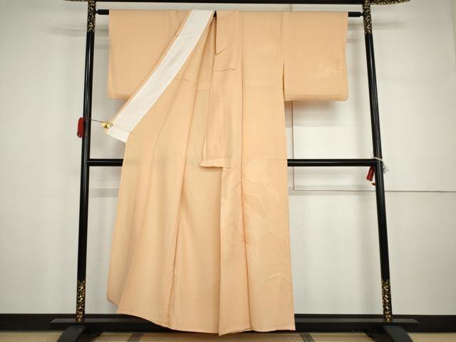 平和屋着物▽無地絵羽訪問着　単衣　花唐草地紋　人色地　正絹　逸品　AABI7297cs
