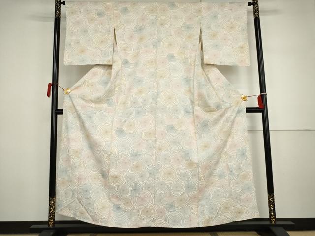 平和屋着物▽上質な小紋　単衣　菊尽くし　正絹　逸品　AABI7298cs