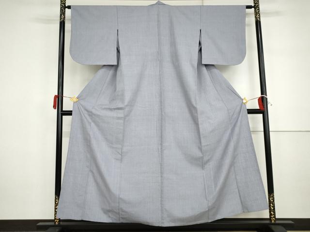 平和屋着物▽本場結城紬　重要無形文化財　単衣　色無地　藤紫色　正絹　逸品　AABI7303cs