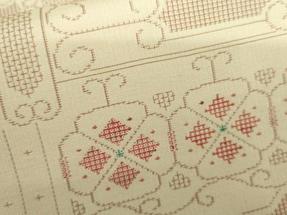 平和屋着物▽上質な紬　単衣　幾何学花文　正絹　逸品　AABI7305cs