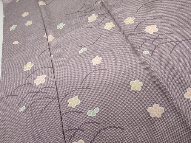 平和屋着物▽上質な小紋　単衣　芝梅文　正絹　逸品　AABI7307cs